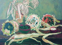 Натюрморт с подсолнухами и сухими листьями. Х.,м. 70х105, 2005 г. - Цена 45 т.р