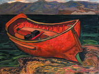 Красная лодка. К.,м. 72х100, 1974 г. - Цена 50 т.р